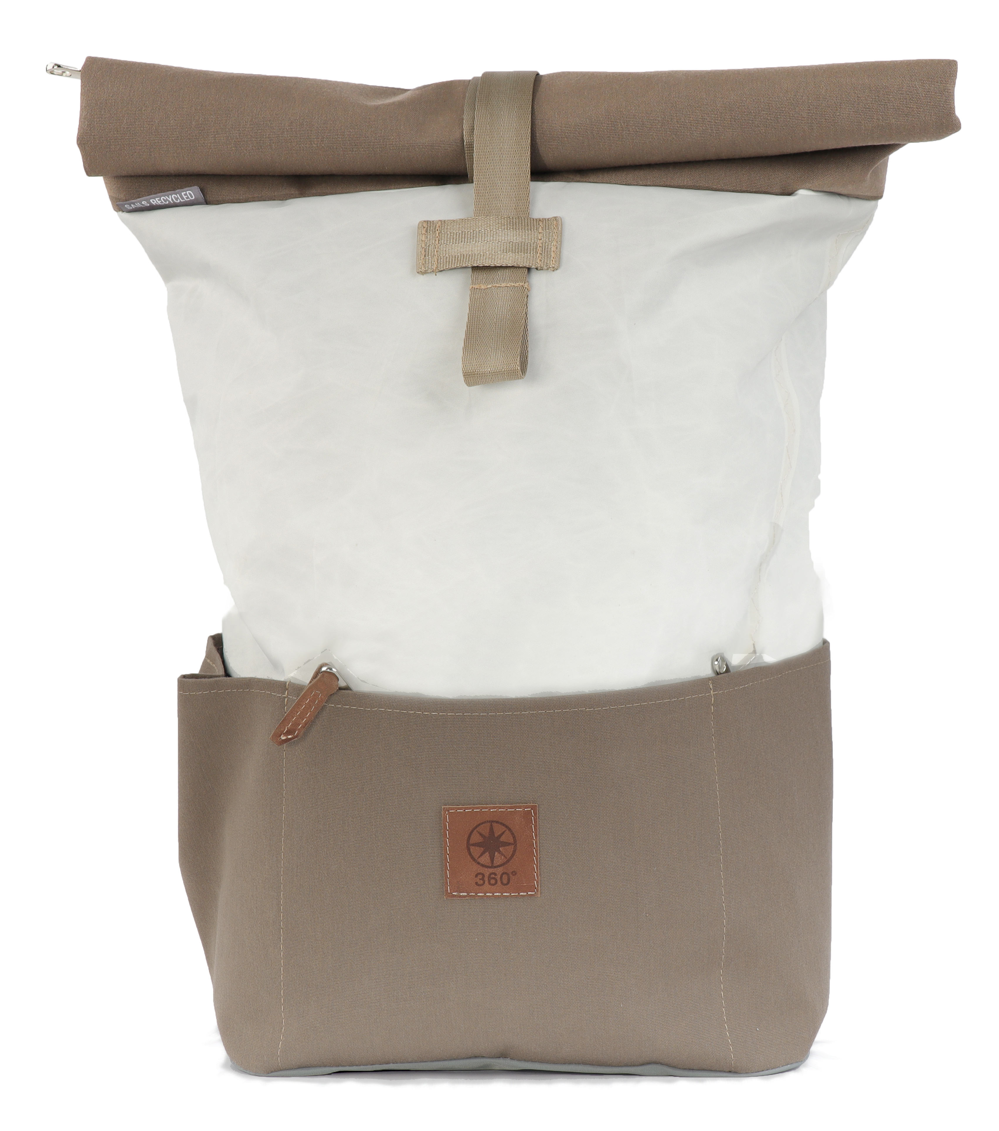 360° Topfold Rucksack aus Segeltuch Lotse Persenning Taupe 